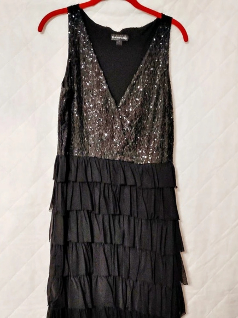 Rampage Sequin Ruffle Mini Dress in Black Large Like New